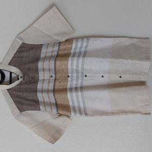 MOC beige and brown stripes button down shirt size Medium, new without tag
